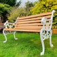 Antique Cast Iron Lions Head Bench Finished with European Oiled White Oak Slats