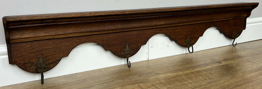 Coat Rack Antique French Carved Oak Wall Mounted 4 Hooks Rack Hanger LOT 6207