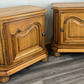 Pair of Bedside Tables Vintage French Nightstands Carved Oak Cabinets LOT 24289