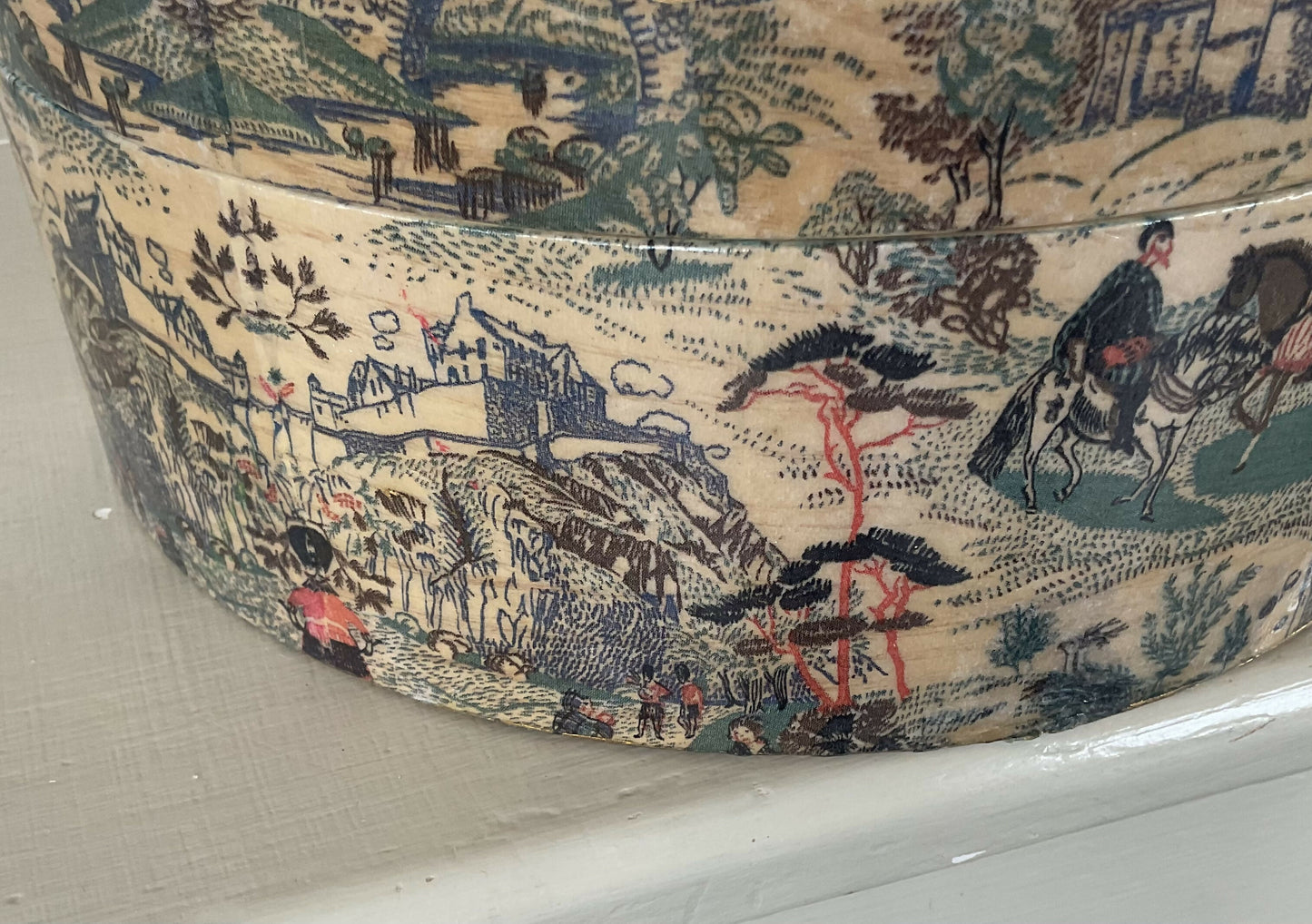 Decoupaged and lacquered bentwood box
