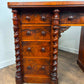 Victorian Scottish Flame Mahogany Pedestal Desk