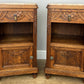 Pair of Bedside Tables Antique French Oak Carved Marble Top Cabinets LOT 6603