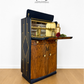 Navy Blue And Gold Art Deco Burl Walnut Cocktail Cabinet, Drinks Cabinet