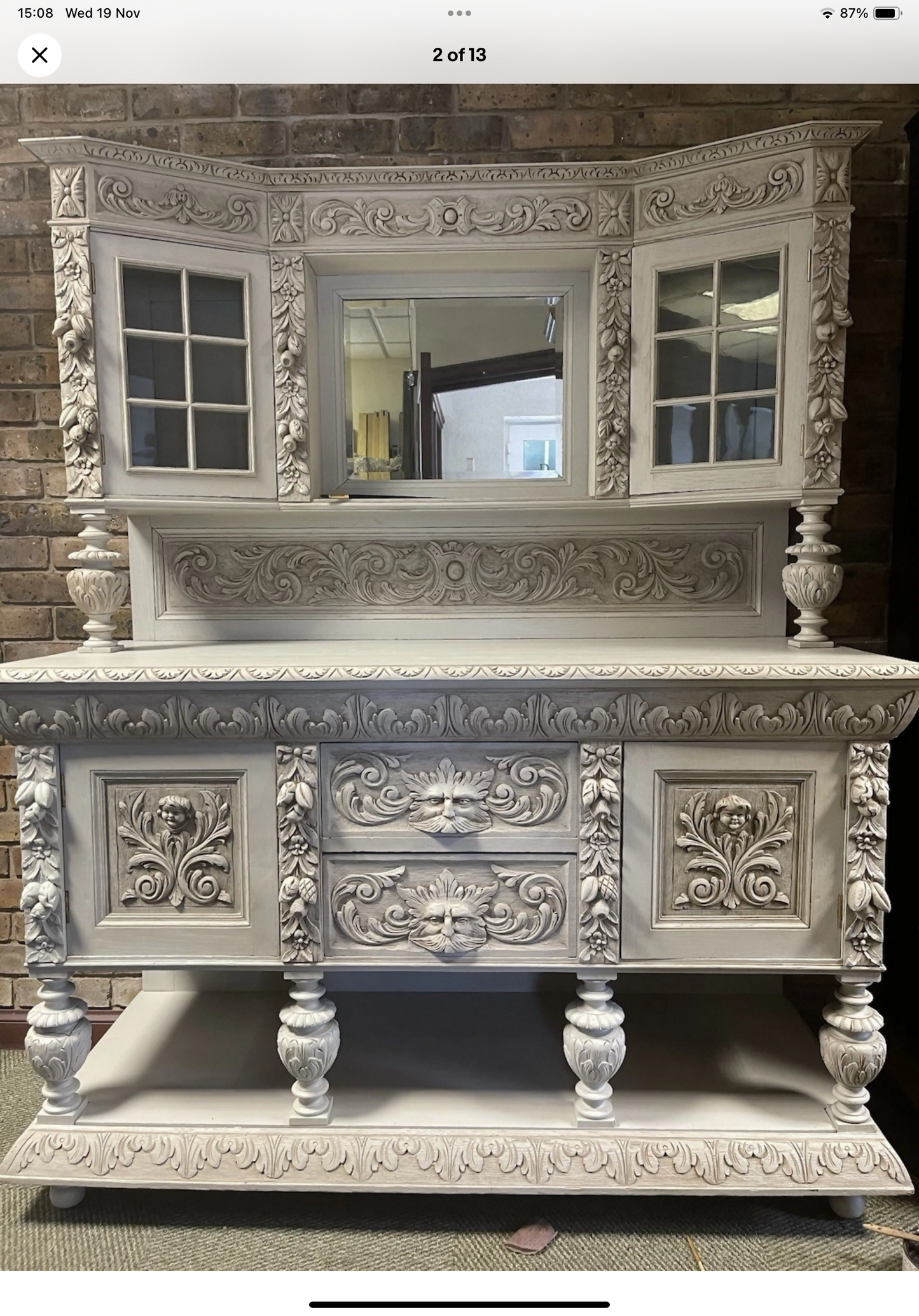 Victorian highly ornately carved Green Man Dresser