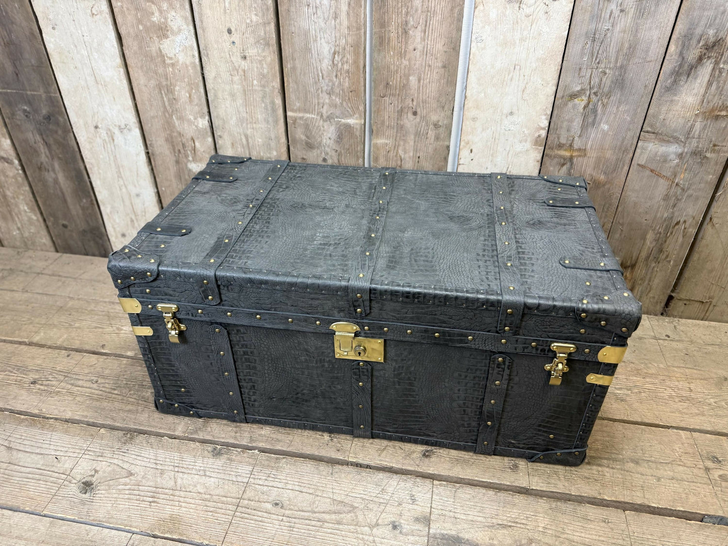 charcoal grey mock crocodile reception trunk