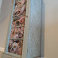 Vintage upcycled tallboy chest of drawers pale green with floral decoupage