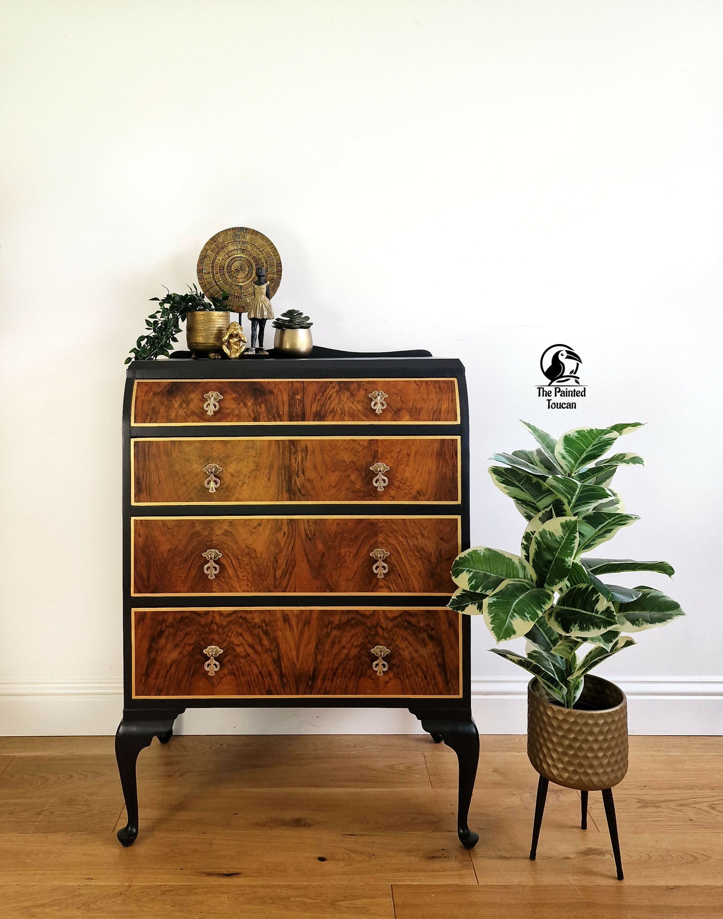 Tall Art Deco Walnut Chest of Drawers