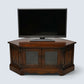Old Charm TV Stand Linenfold Leaded Glass Doors Tudor Brown FREE UK Delivery