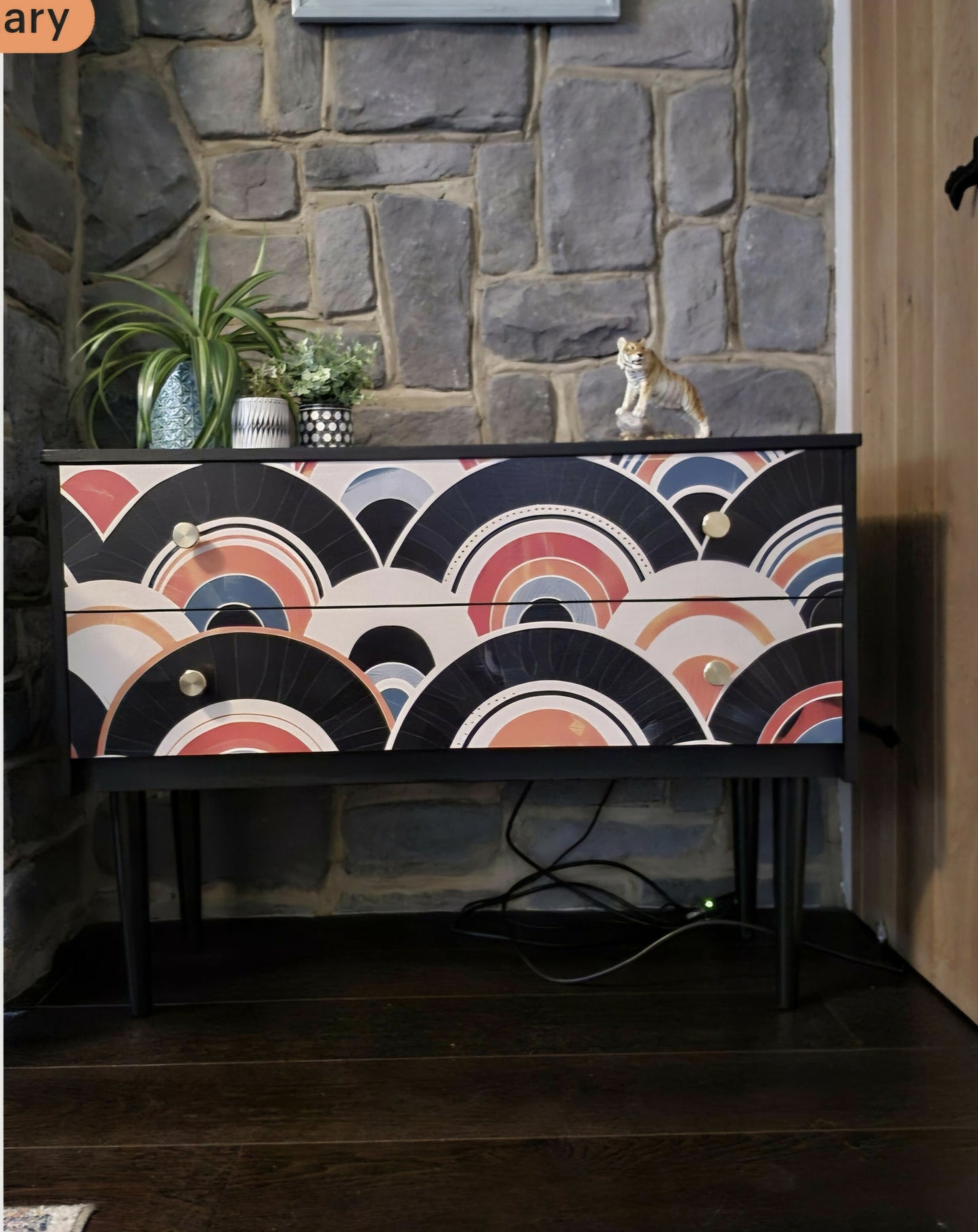 SOLD - Hand Painted Vintage Mid-Century 2-Drawer Chest