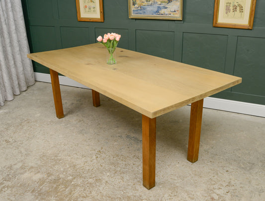 Handmade Solid Oak Dining Table - Almost 7 Foot - Washed Oak