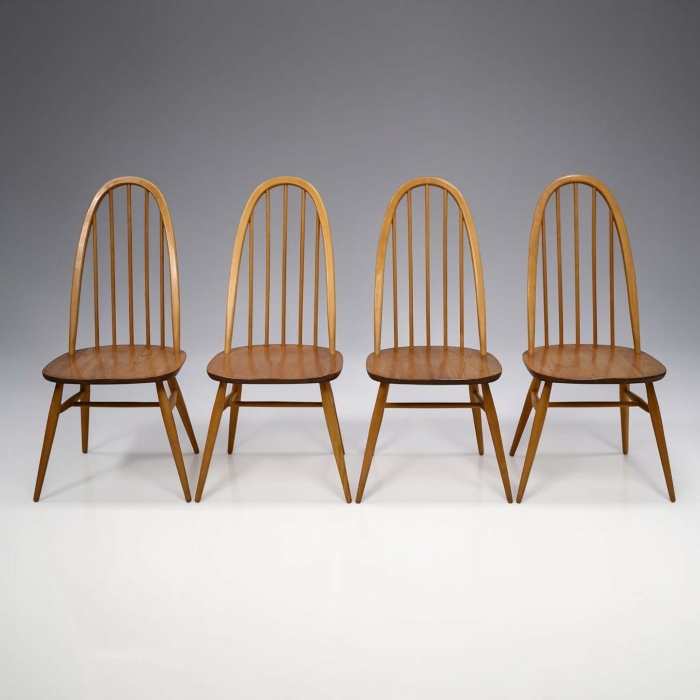 4 Ercol Dining Chairs Windsor Quaker Light Finish Vintage 1970s FREE UK Delivery