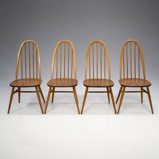 4 Ercol Dining Chairs Windsor Quaker Light Finish Vintage 1970s FREE UK Delivery