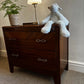 Vintage Lebus Chest of Drawers Deep 2 Drawer Mid Century Brass Infinity Handles