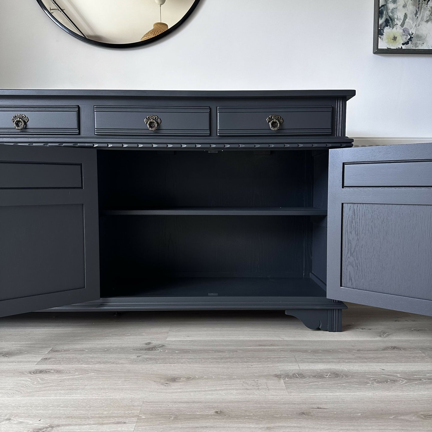 Old Charm 'Off Black' Antique Carved Sideboard