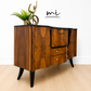 Refurbished Burr Walnut and Black Stonehill Art Deco Cocktail Cabinet, Drinks Cabinet, Vintage Sideboard, Gin Bar