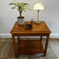 Mid Century Chevron Side Table Teak Veneer Geometric Top Vintage 1960s Lamp VGC