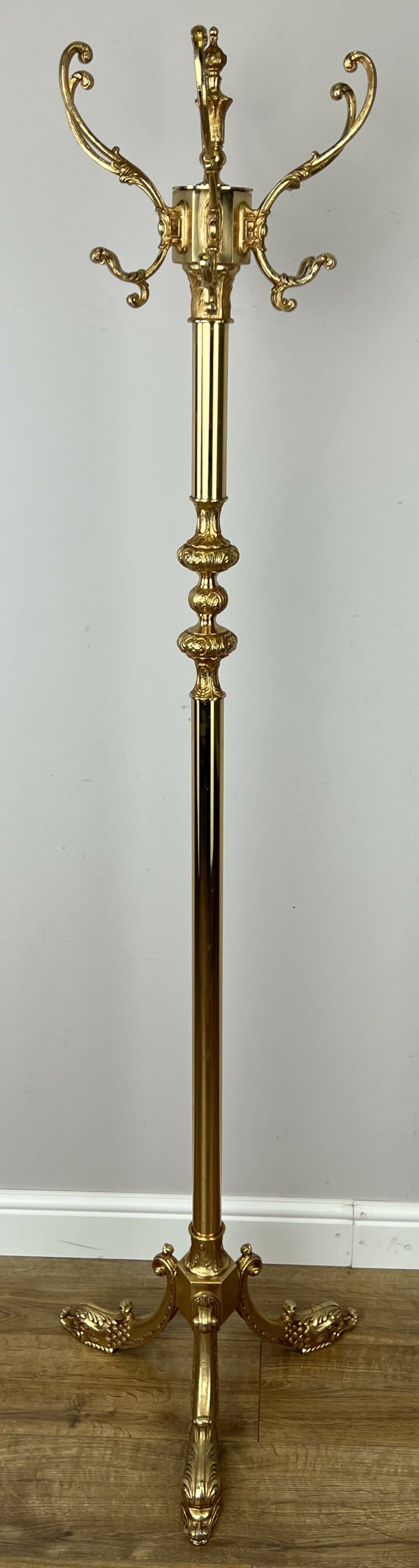 Standing Coat Hanger Vintage French Style Brass Ornate Coat Rack LOT 6453