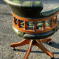 Captains Chair, Green Leather Buttoned Back Swivel Desk Chair