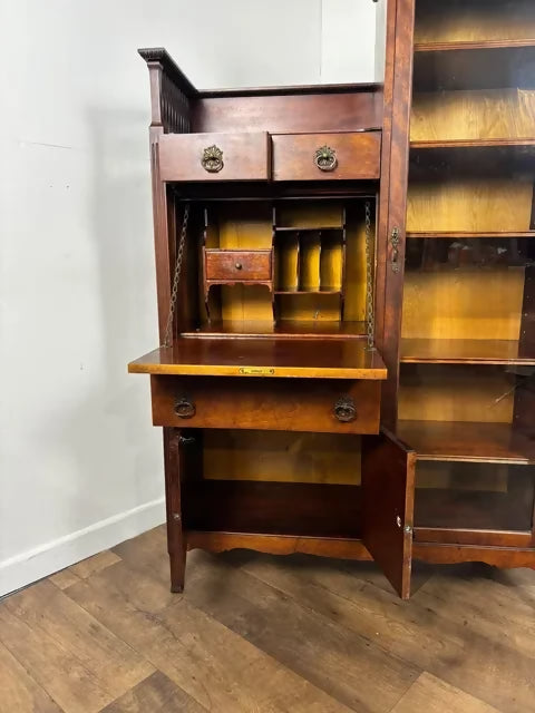 Edwardian Mahogany Bureau Bookcase – Waring & Gillow Style