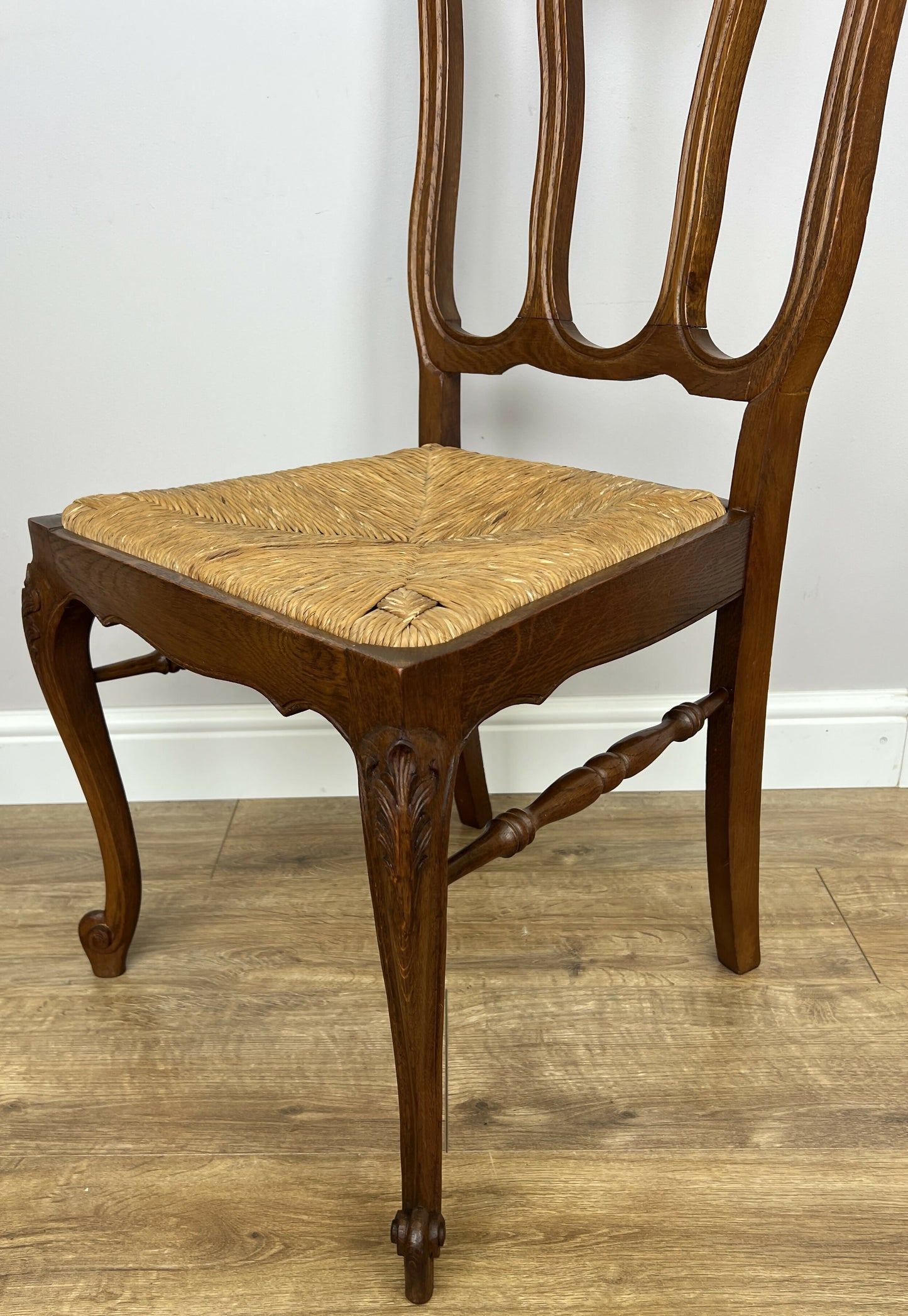 Dining Chairs Vintage French Louis Style Oak Rush Seat Set of 6 Chairs LOT 6348