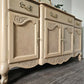 French Provincial Oak Buffet • Carved Details, Original Hardware, Satin Finish