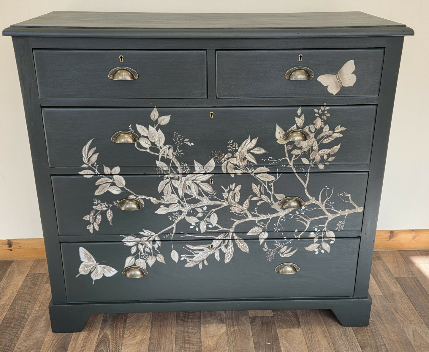 Large mid-century pine chest of drawers