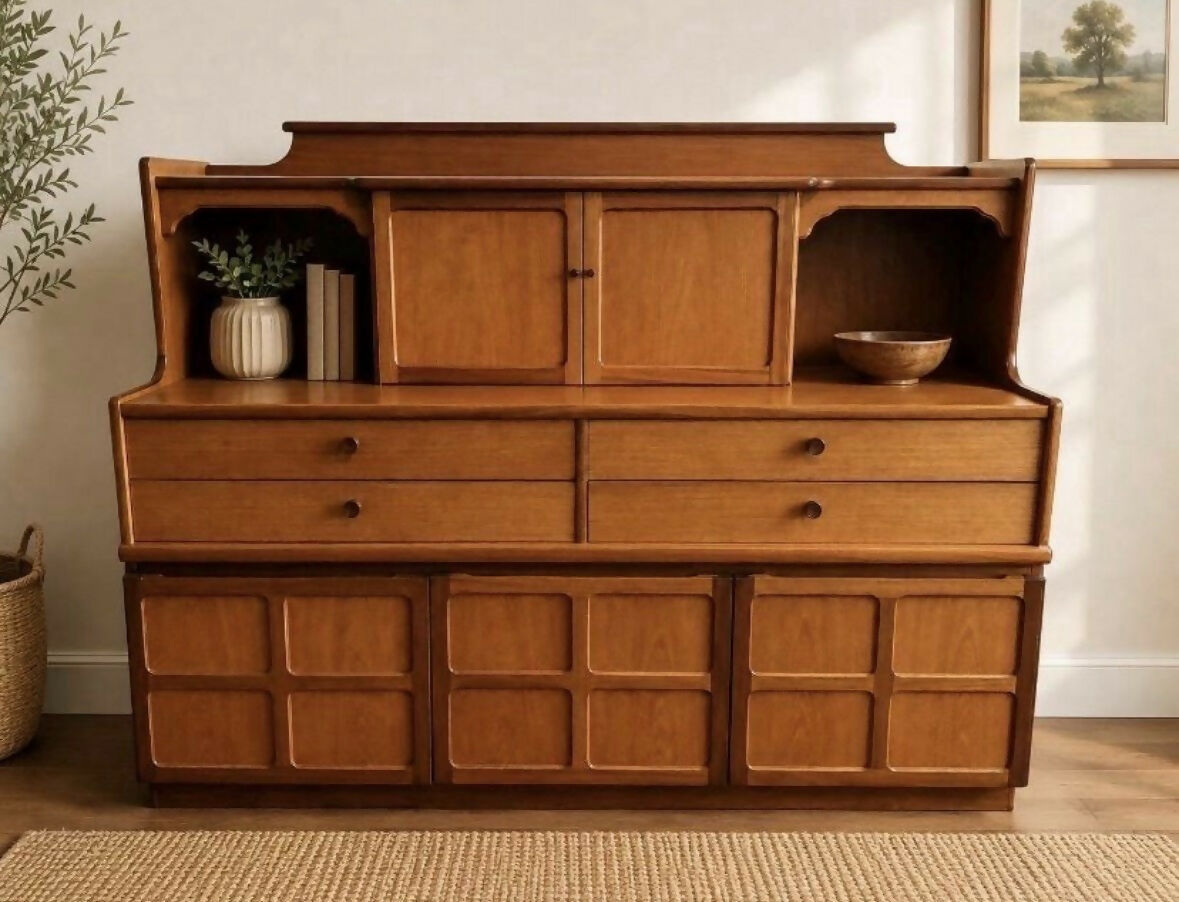 Nathan Squares Teak Sideboard Mid Century Wall Unit Vinyl Storage Drinks Cabinet UK