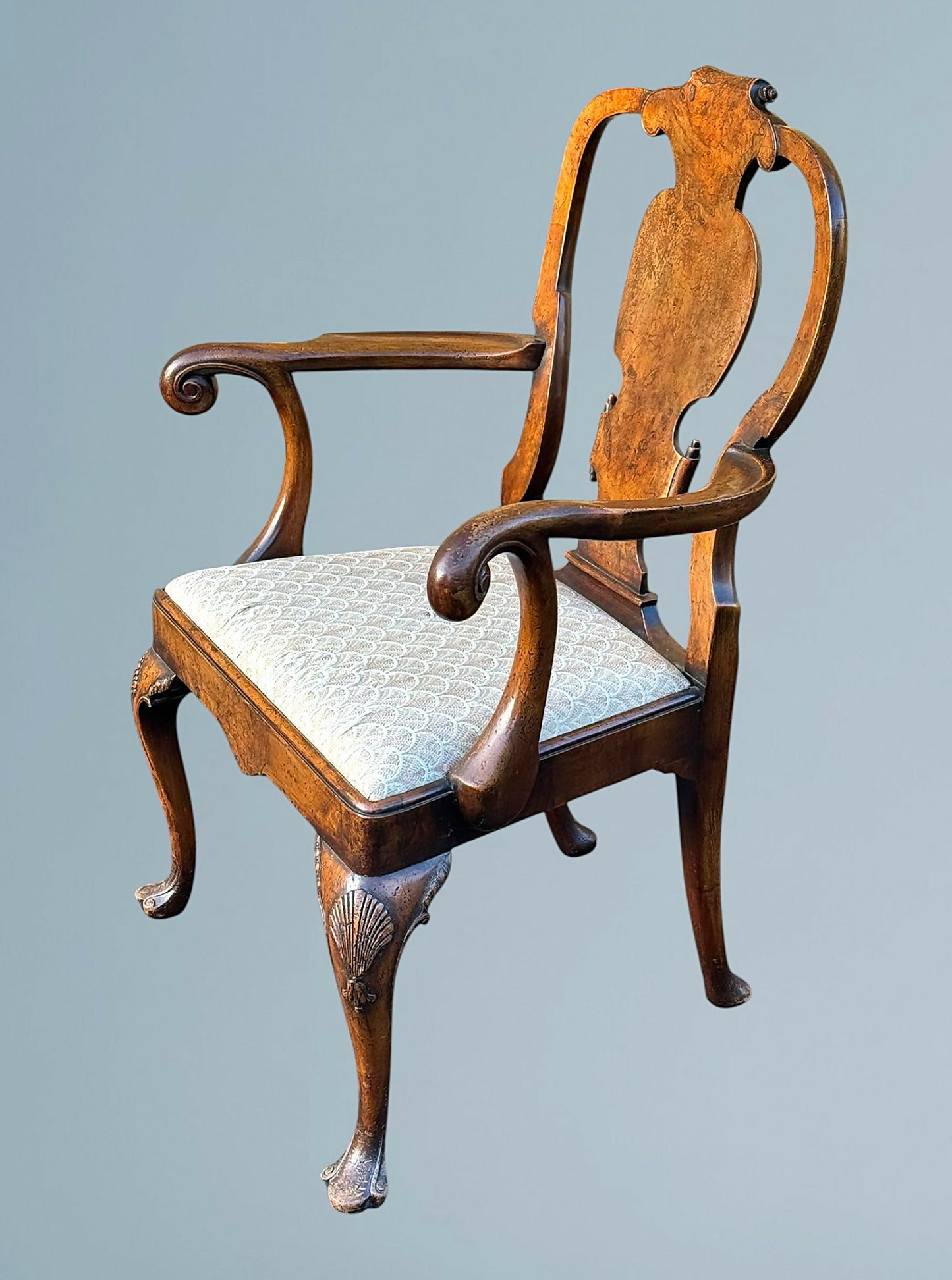 A Carved George1st Style Walnut Armchair / Antique Desk Chair