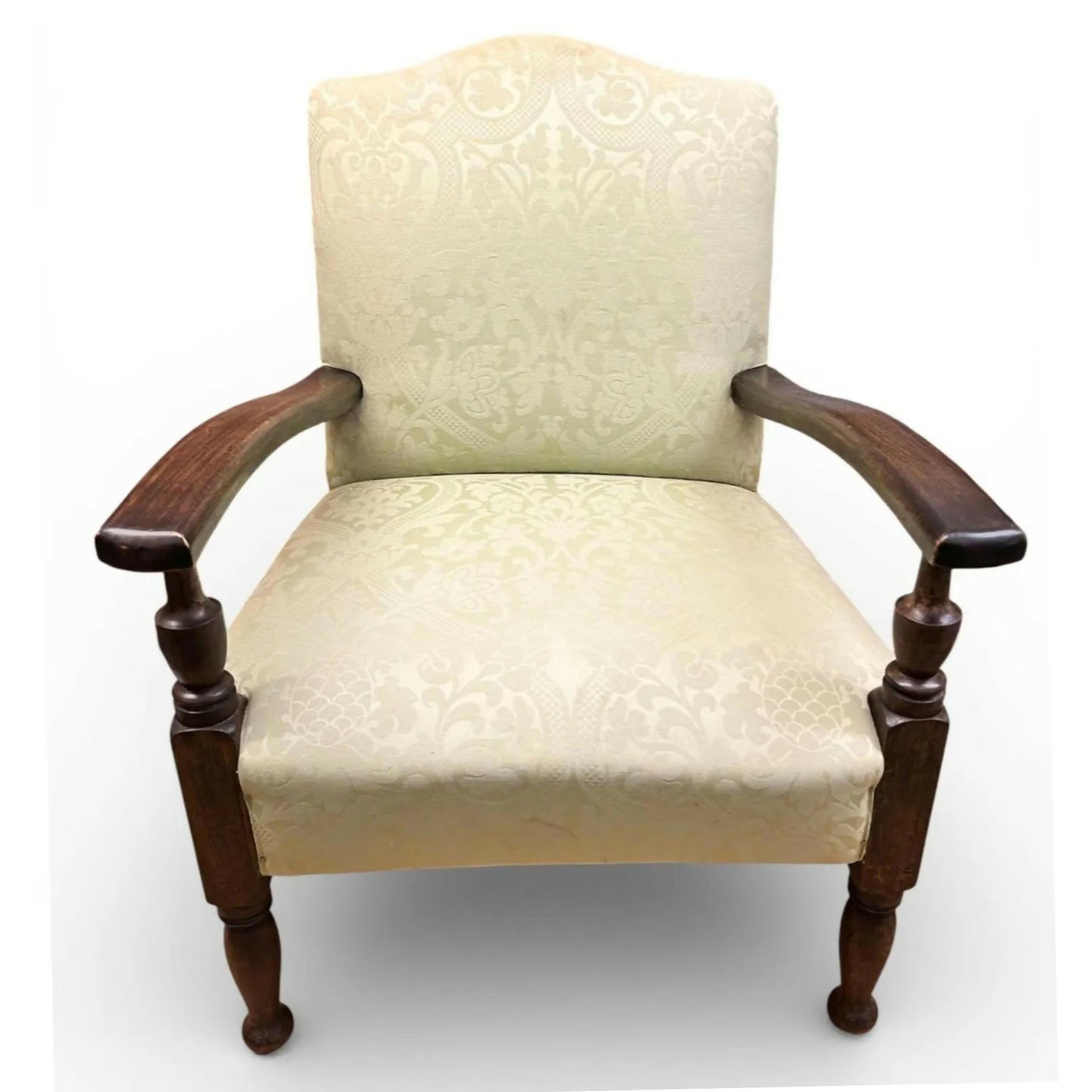 Antique Oak Armchair for Bedroom Upholstered Accent Chair c.1910