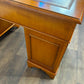 Reproduction Yew Twin Pedestal Desk with Leather Top