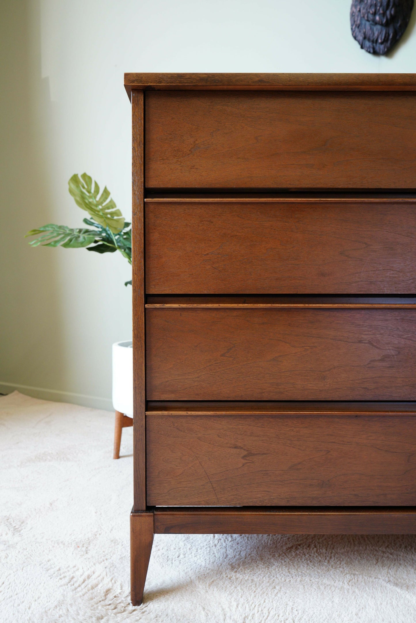 Peppler Furniture Co. 'The Hanover Line' Four Drawer Highboy In Figured Walnut – Canada, C. 1960s