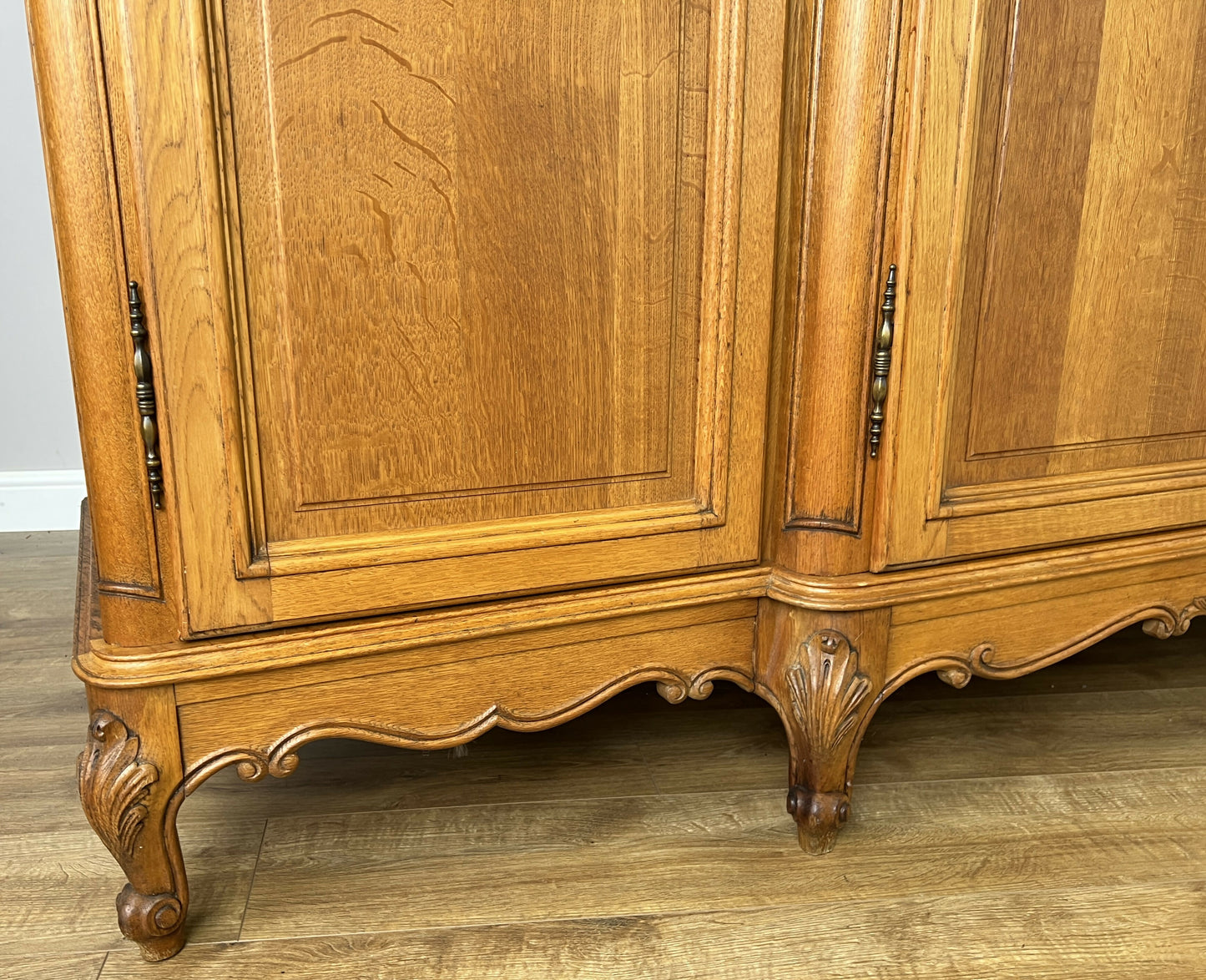 Wardrobe Vintage French Louis XVI Style Oak Four Door Carved Armoire LOT 6387