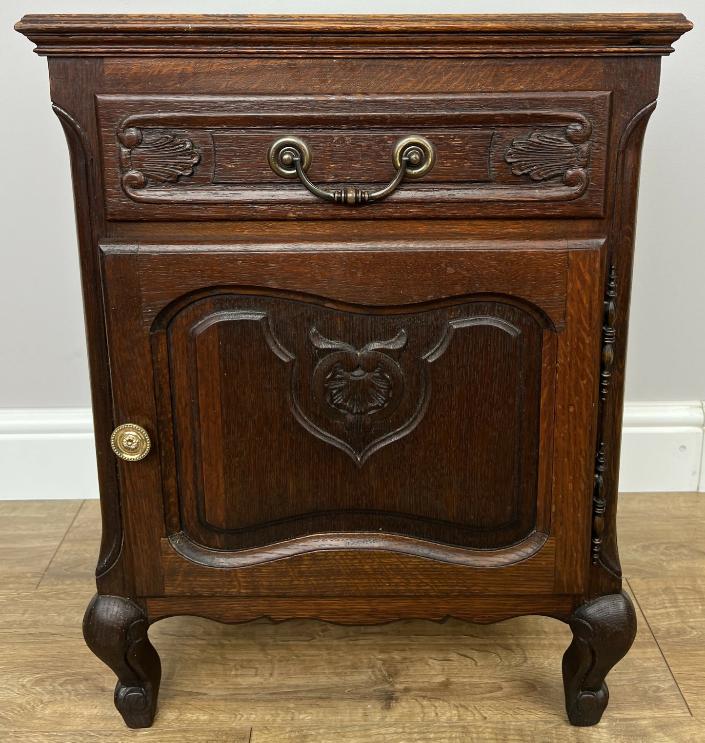 Bedside Table Vintage French Louis XVI Oak Cabinet Cupboard Nightstand LOT 6233