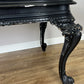 Double Sided Desk Antique French Style Black Painted Heavy Carved Table LOT 6186