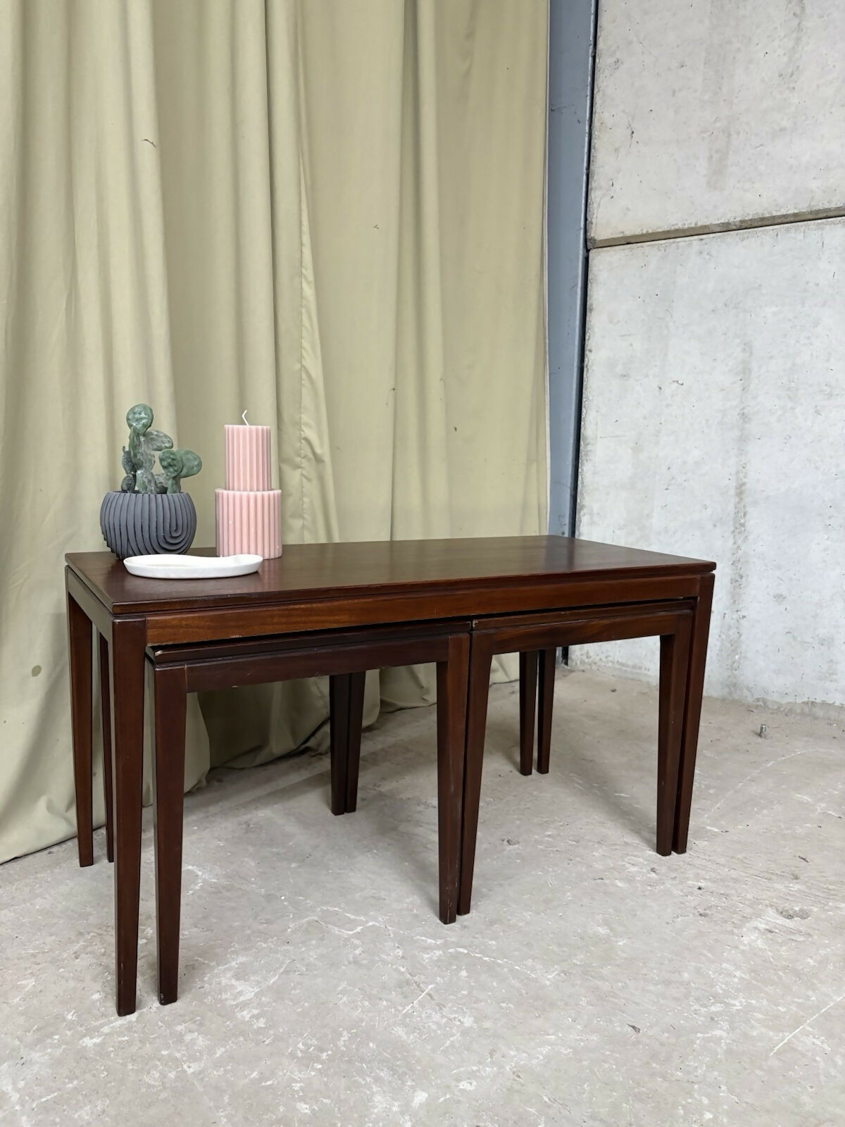 Vintage Mid Century Teak Nest Of Side Tables Scandi Danish Style Retro R1019
