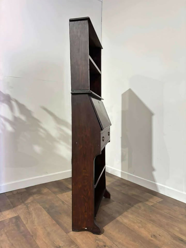 Vintage Oak Student Bureau Bookcase