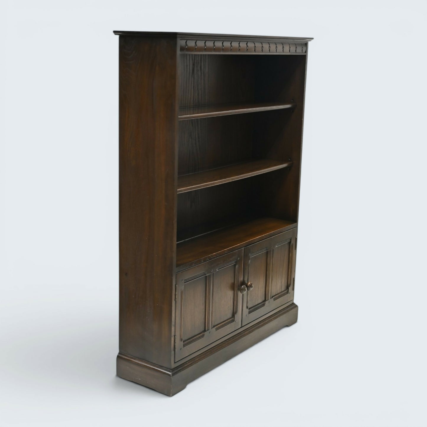 Ercol Wide Medium Bookcase 3 Shelves Cupboard Dark Finish FREE UK Delivery*