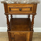 Bedside Table Antique French Style Marble Top Oak Cabinet Nightstand LOT 6243