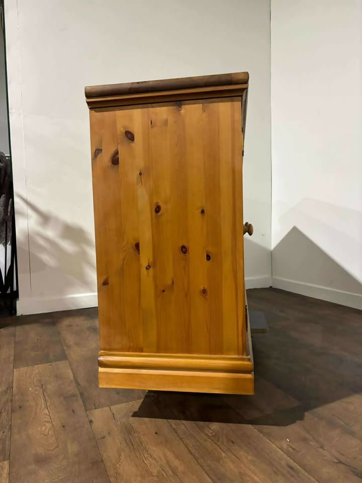 Contemporary Stripped Pine Three Door Cabinet