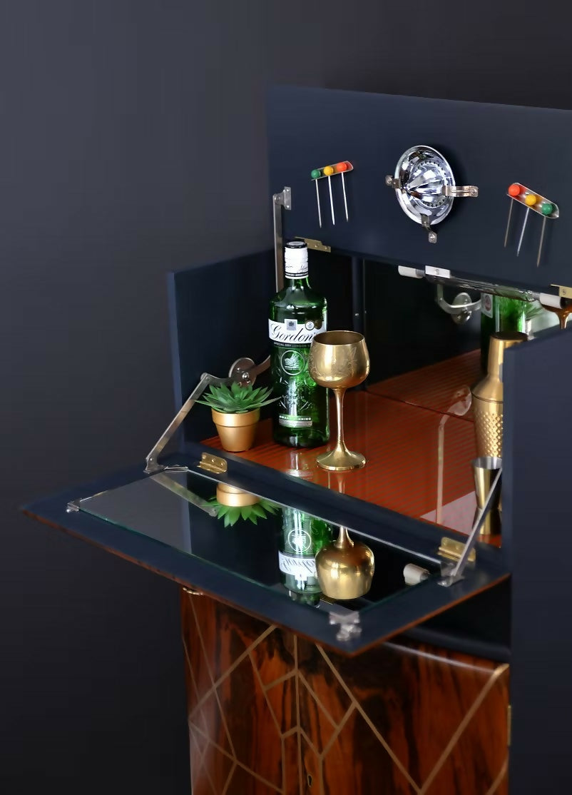 "Kikko" Art Deco Cocktail Cabinet, Vintage 1950s Drinks Cabinet