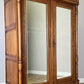 Wardrobe Antique French Style Oak Mirrored Two Door Carved Armoire LOT 6544