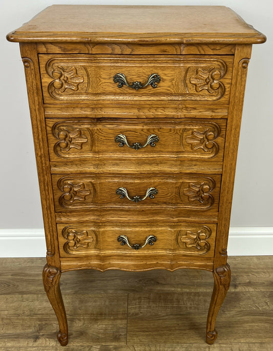 Chest of Drawers Vintage French Louis Oak 4 Drawers Carved Cabinet LOT 6231