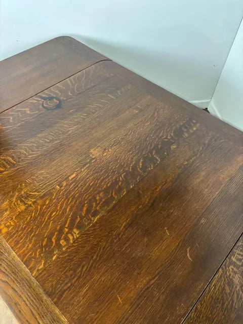 Vintage Oak Barley Twist Draw Leaf Dining Table