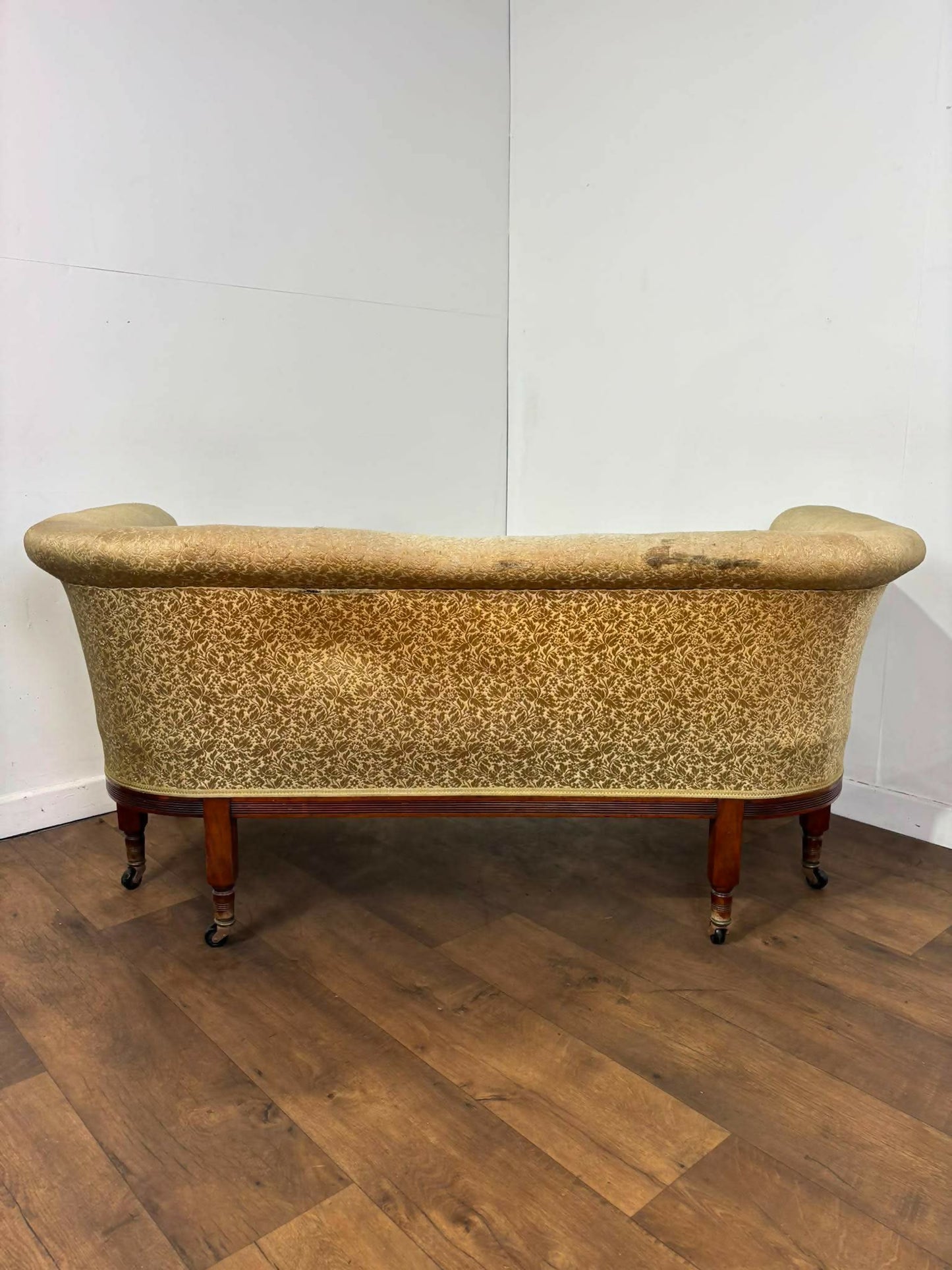 Edwardian Mahogany Upholstered Window Seat / Small Settee