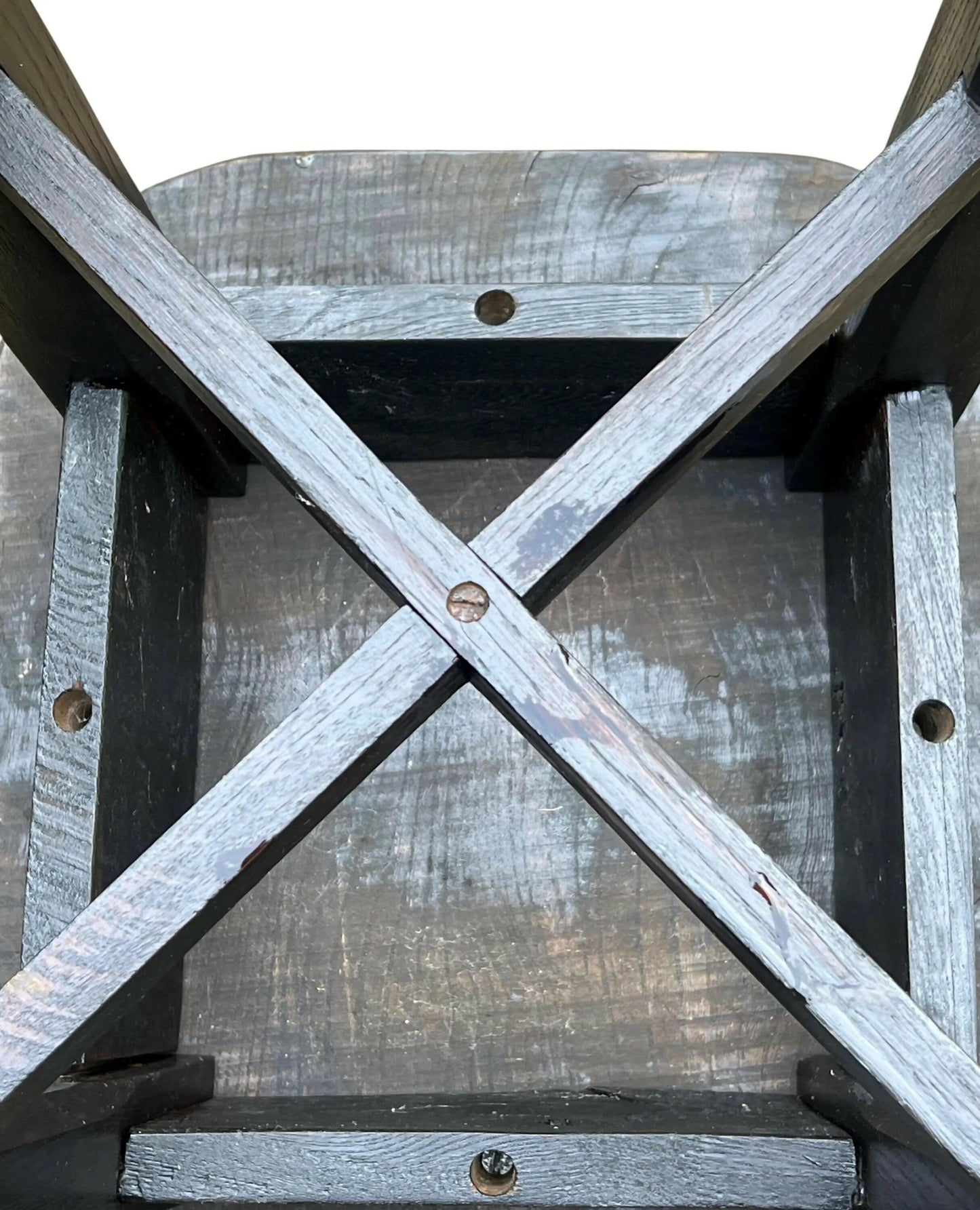 Antique solid Oak rustic stool / side table