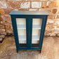 Vintage Glazed Display Cabinet | Hand Painted Teal Green Cupboard | Upcycled Wooden Bookcase | Cottage Kitchen Storage