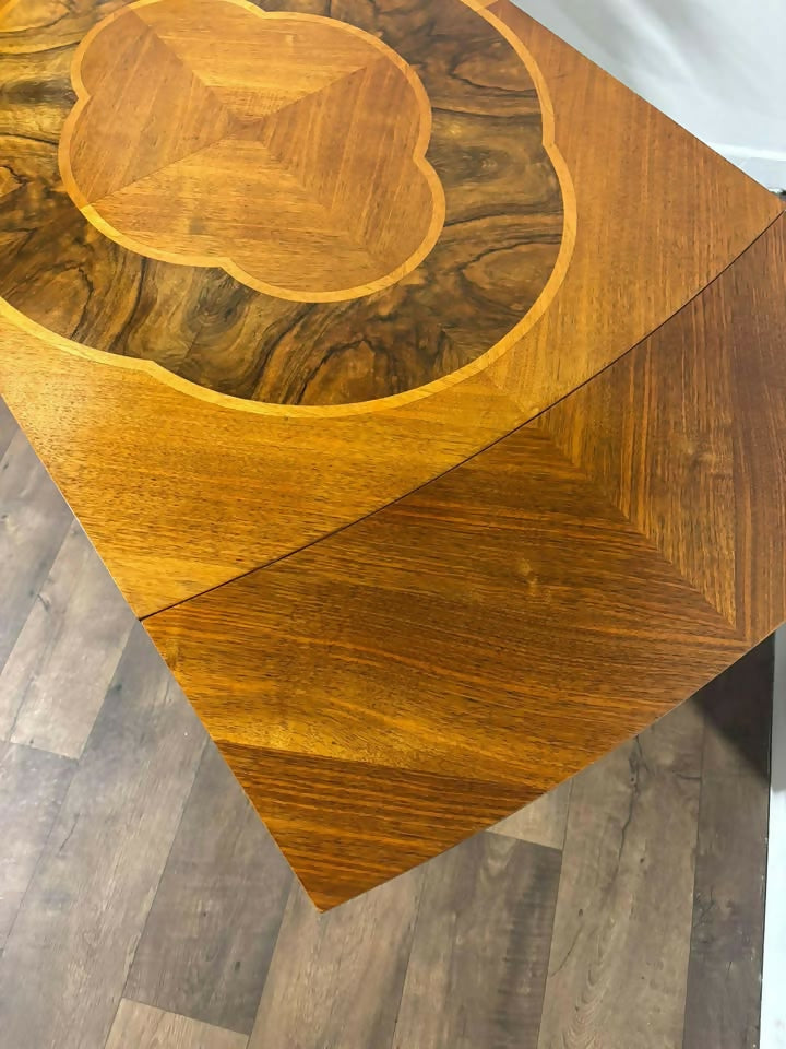 Art Deco Inlaid Walnut Draw Leaf Dining Table