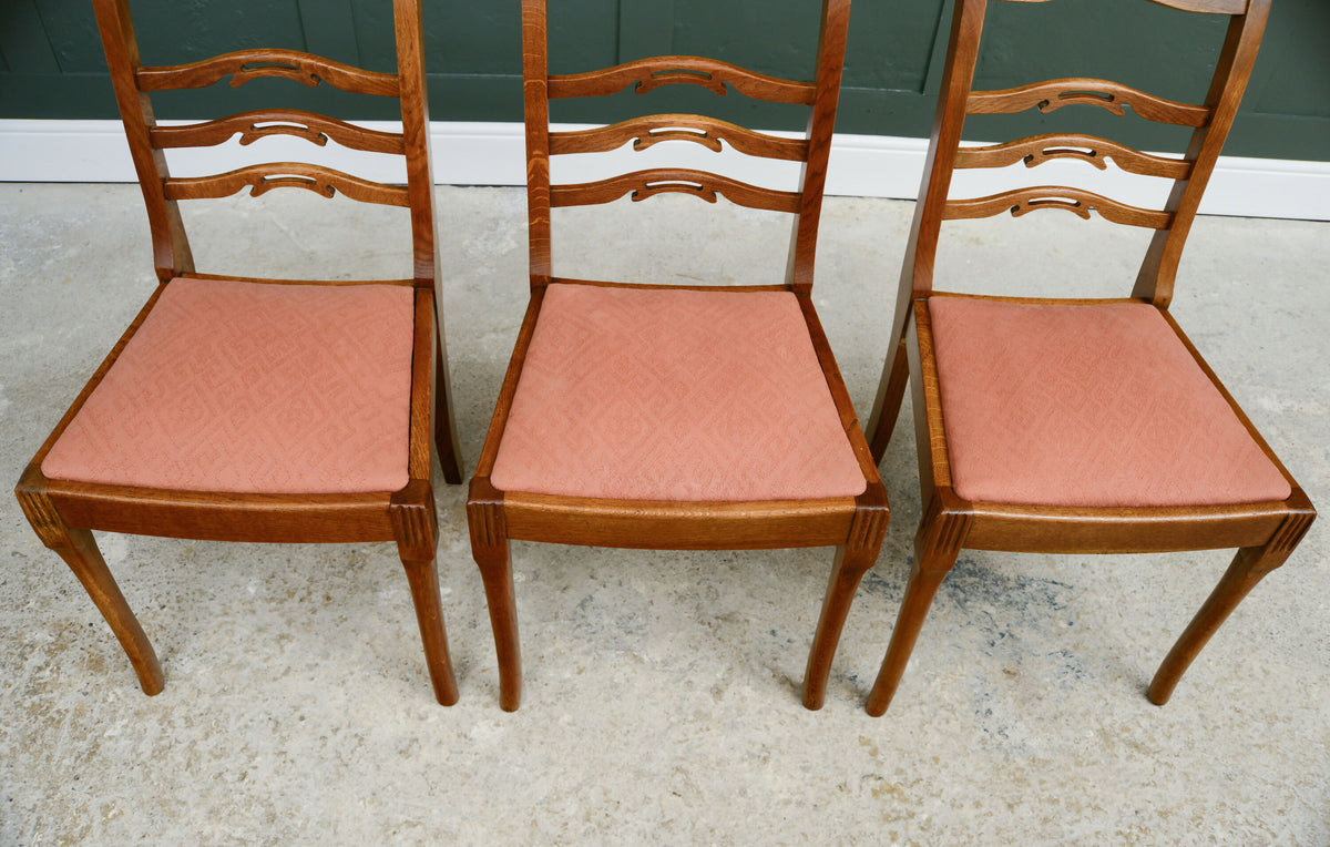 6 Oak Ladder Back Dining Chairs by Strongbow - Mid Century