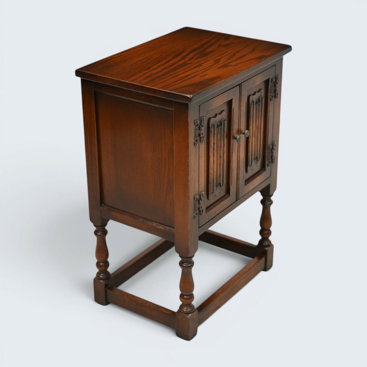 Old Charm Pedestal Cabinet Cupboard Bedside Tudor Brown Finish FREE UK DELIVERY*