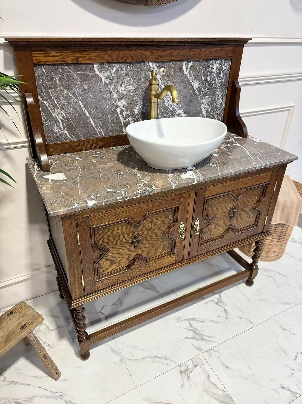 Vintage Wooden Vanity Unit